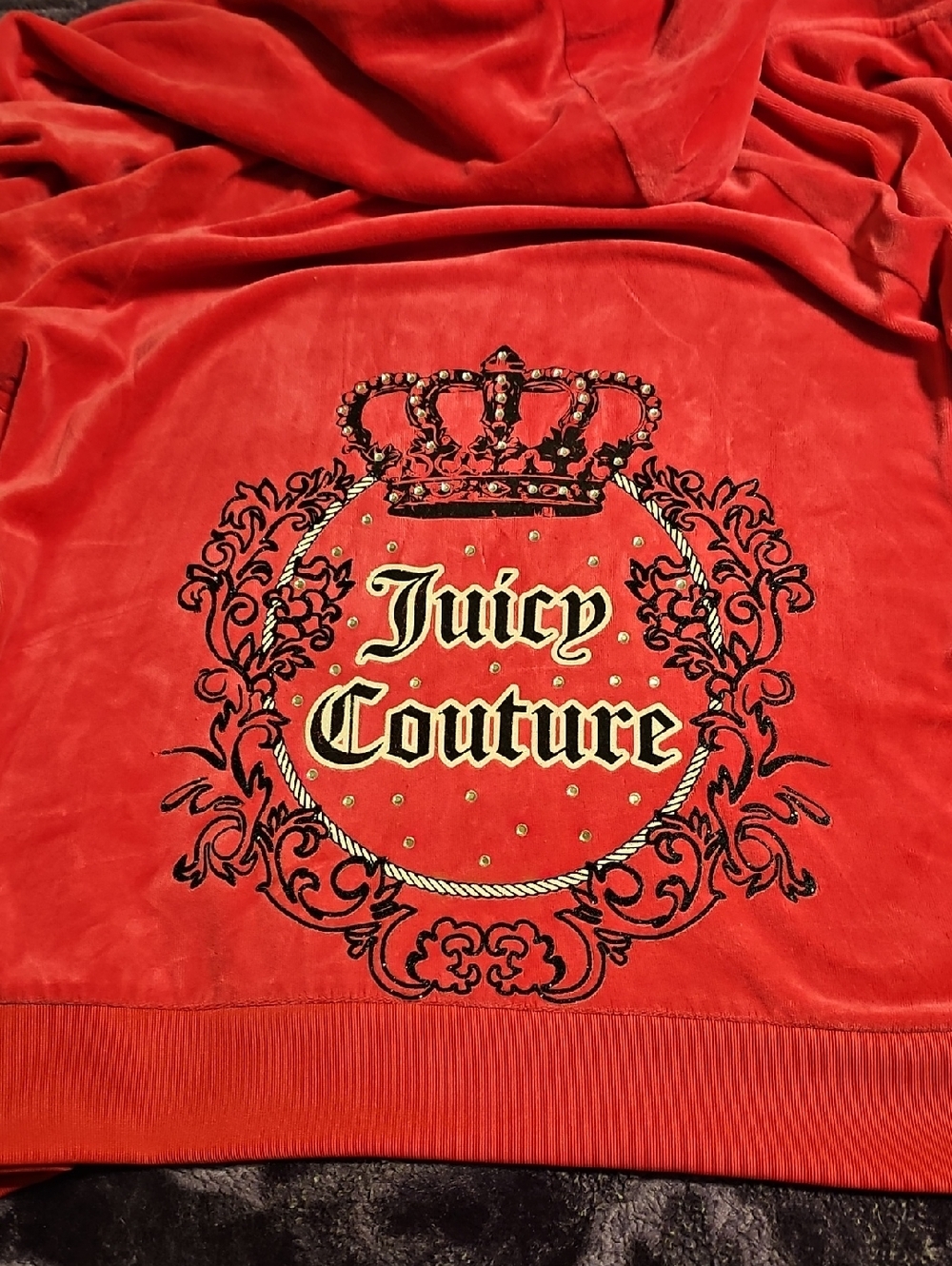 Juicy Couture Pink Velour Logo Hoodie with Crown Crest